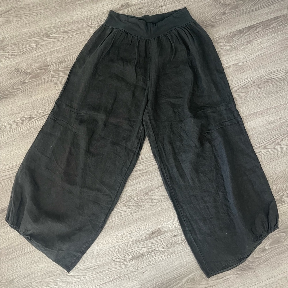 NWOT TEMPO PARIS BLACK LINEN PANT LARGE